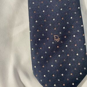 Dior Navy Blue Polka Dot Tie